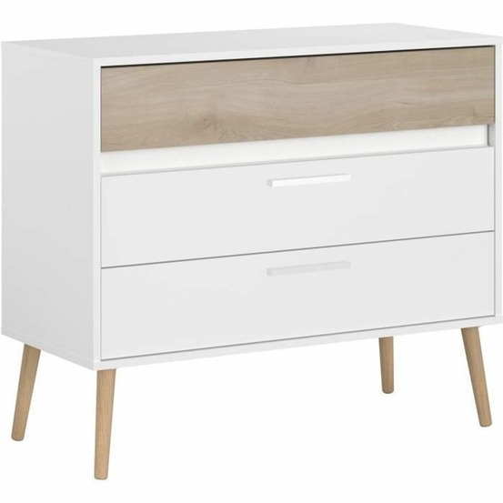 Commode aalborg 3 tiroirs - blanc - style scandinave 90,8 x 40 x 77,5