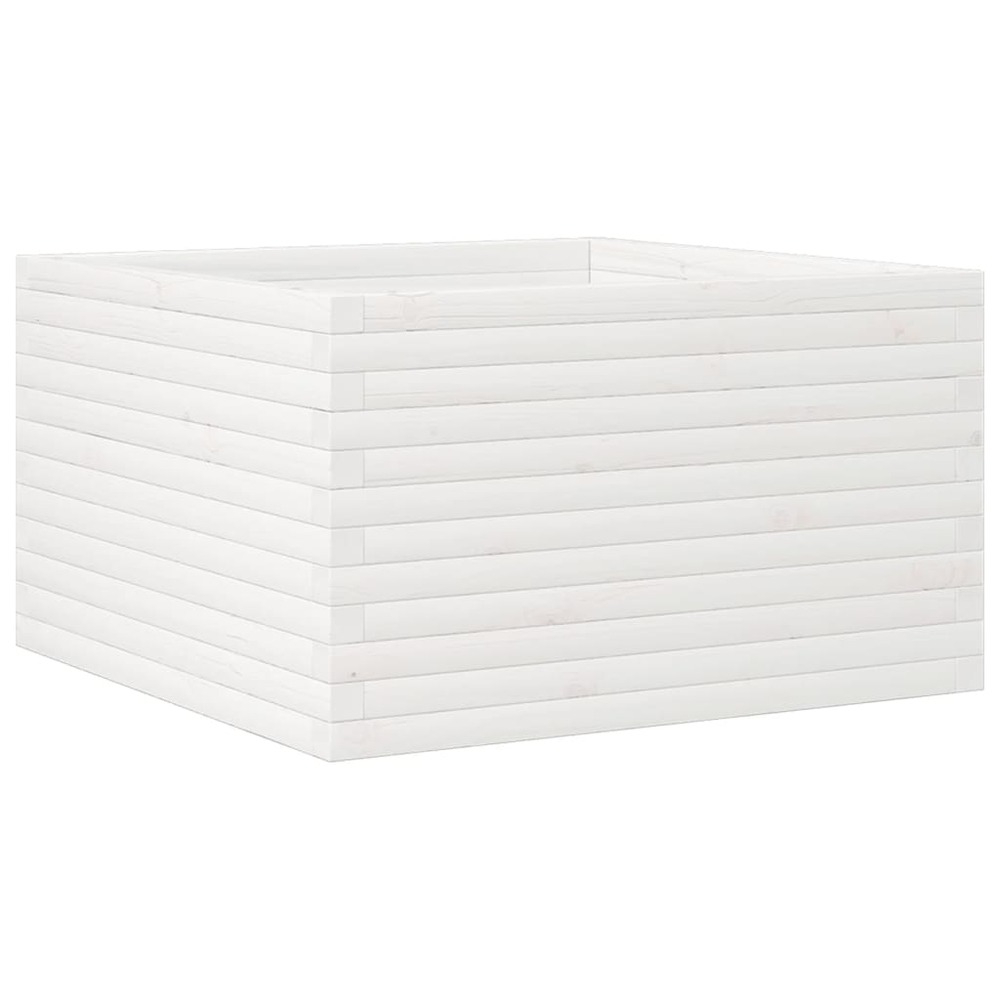 Jardinière blanc 80x80x45,5 cm bois de pin massif
