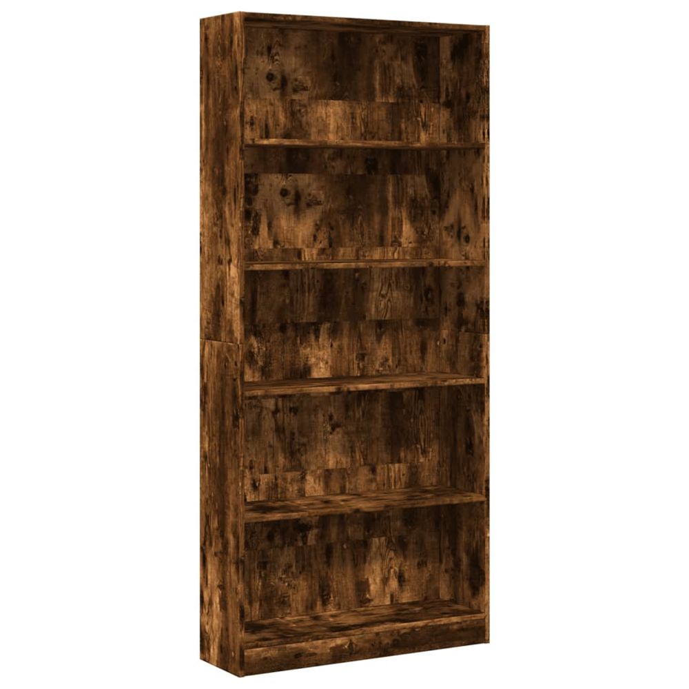 Bibliothèque chêne fumé 80x24x176 cm bois d'ingénierie