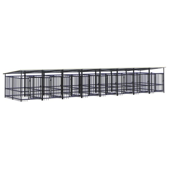 Chenil cage enclos pac animaux d'extérieur avec toit pour chiens acier 15,02 m² noir