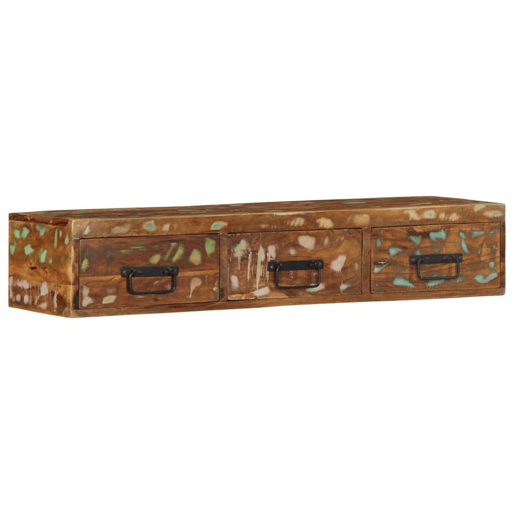 Meuble tv mural 100x30x19 cm bois massif de récupération