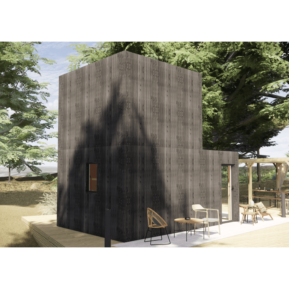 Studio de jardin bien isolé en bois 5,5 x 3,5 x 2,7 m / isolation re2020 avec plancher isolé avec mezzanine et terrasse