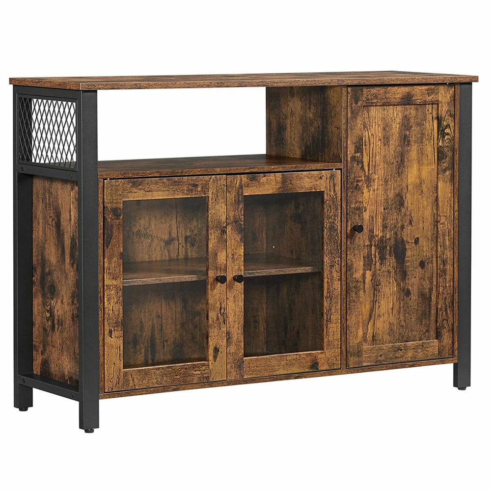 Meuble de rangement buffet avec placard 3 portes pour salle à manger salon cuisine 110 x 33 x 75 cm style industriel marron 1
