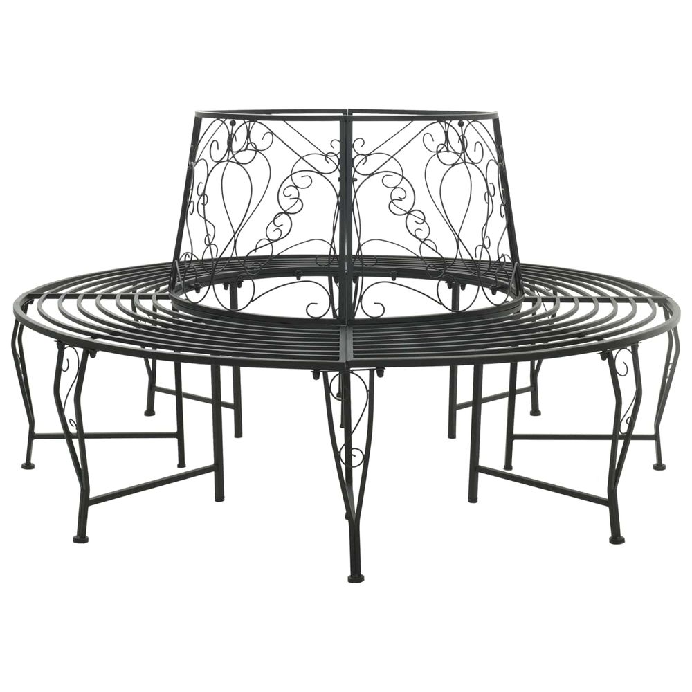 Banc d'arbre 8-nombre de places ø 160 x 89 cm acier noir rond