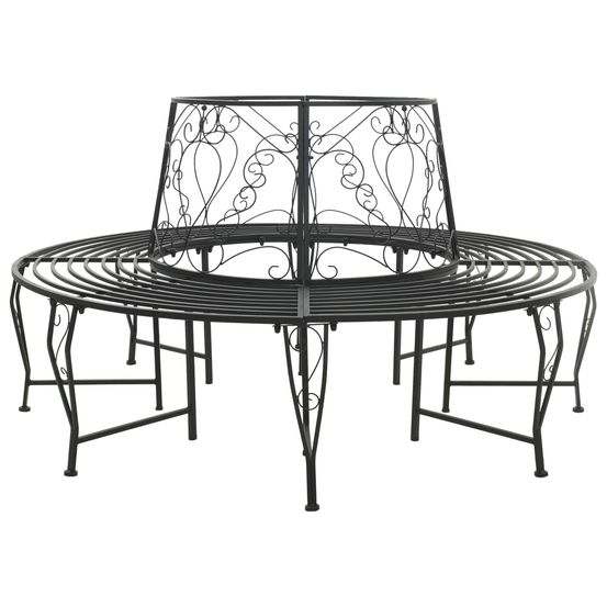 Banc d'arbre 8-nombre de places ø 160 x 89 cm acier noir rond