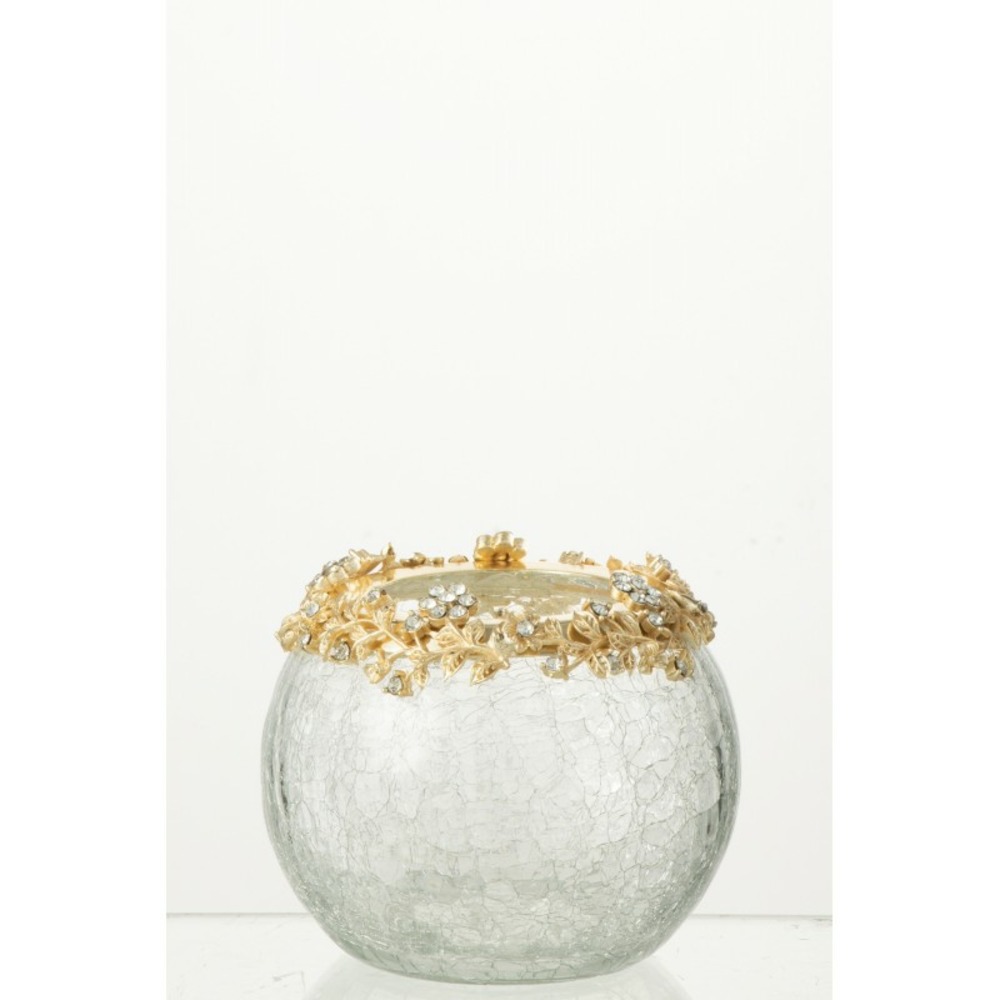 Photophore en verre doré 10x7.6x10 cm