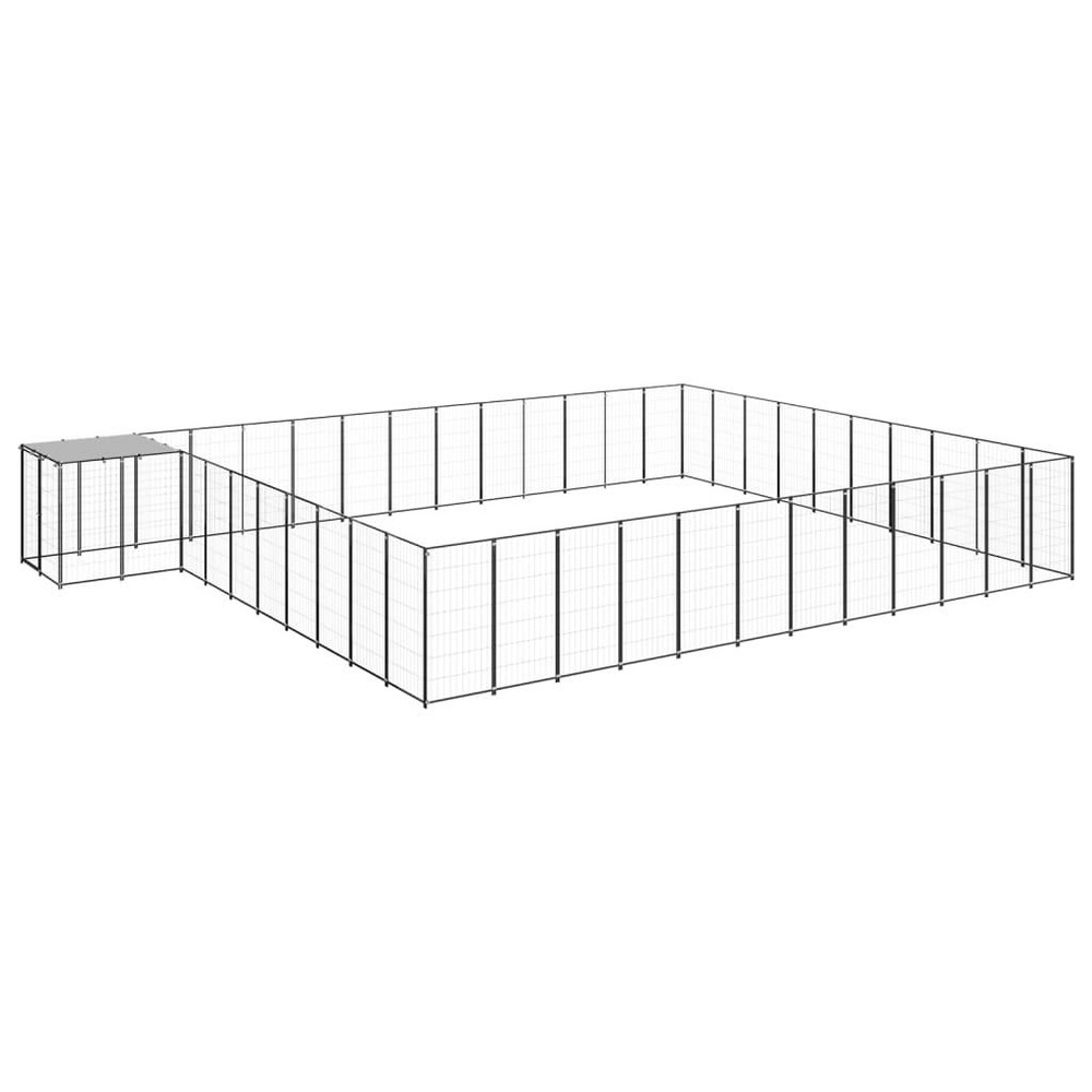 Chenil extérieur cage enclos parc animaux chien 37,51 m² acier noir
