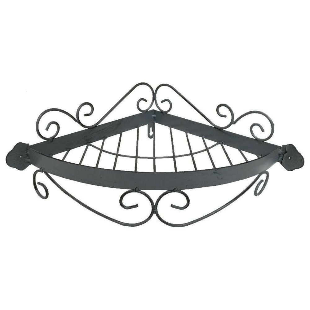 Étagère d'angle murale en métal gris 38 x 27 x 12cm