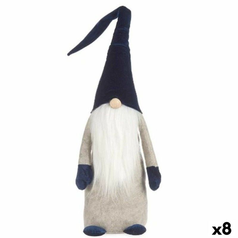 Figurine décorative gnome bleu blanc gris polyester bois sable 20 x 100 x 25 cm (8 unités)