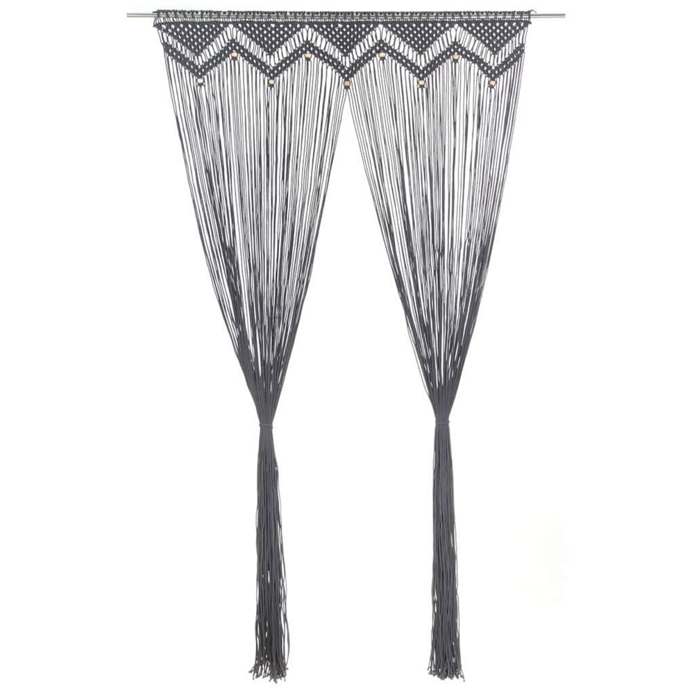 Rideau en macramé anthracite 140x240 cm coton