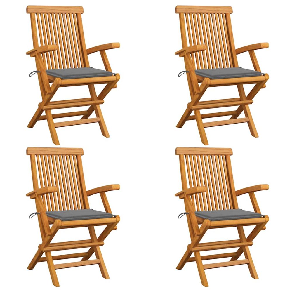 Chaises de jardin avec coussins gris 4