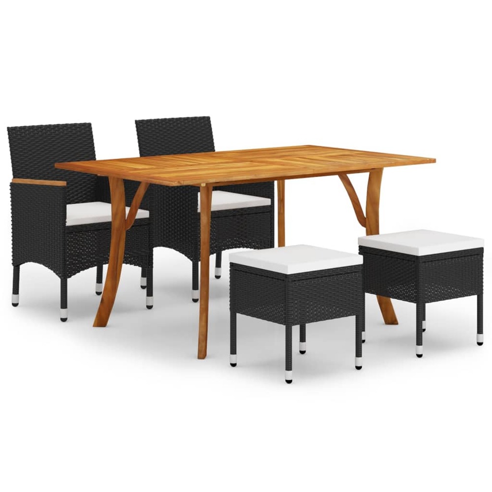 Ensemble de salle à manger de jardin 5 pcs noir