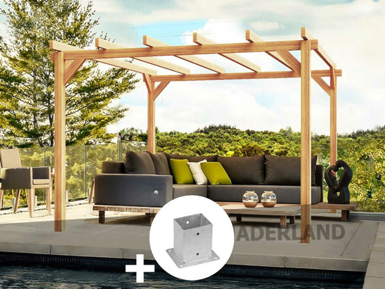Pergola en bois lamellé-collé angers 400 x 300 cm + 4 supports poteaux