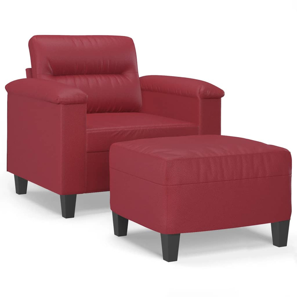 Fauteuil avec repose-pied rouge bordeaux 60 cm similicuir