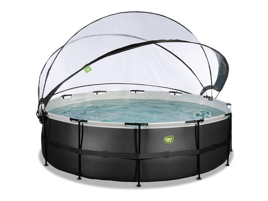 Piscine tubulaire black leather ronde 4,88 x 1,22 m avec dôme