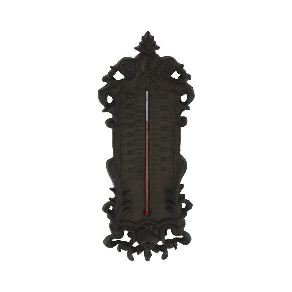 Grand thermomètre extérieur décoratif vintage fonte marron 37cm