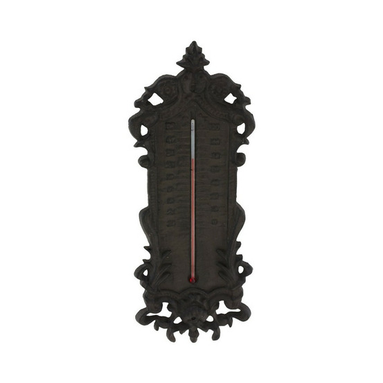 Grand thermomètre extérieur décoratif vintage fonte marron 37cm