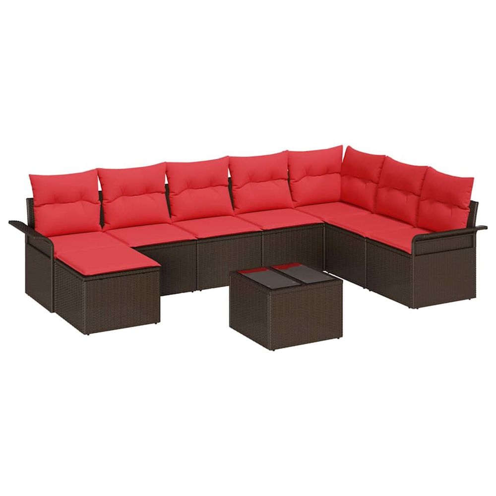 Ensemble de canapé de jardin 9 pc marron poly rotin