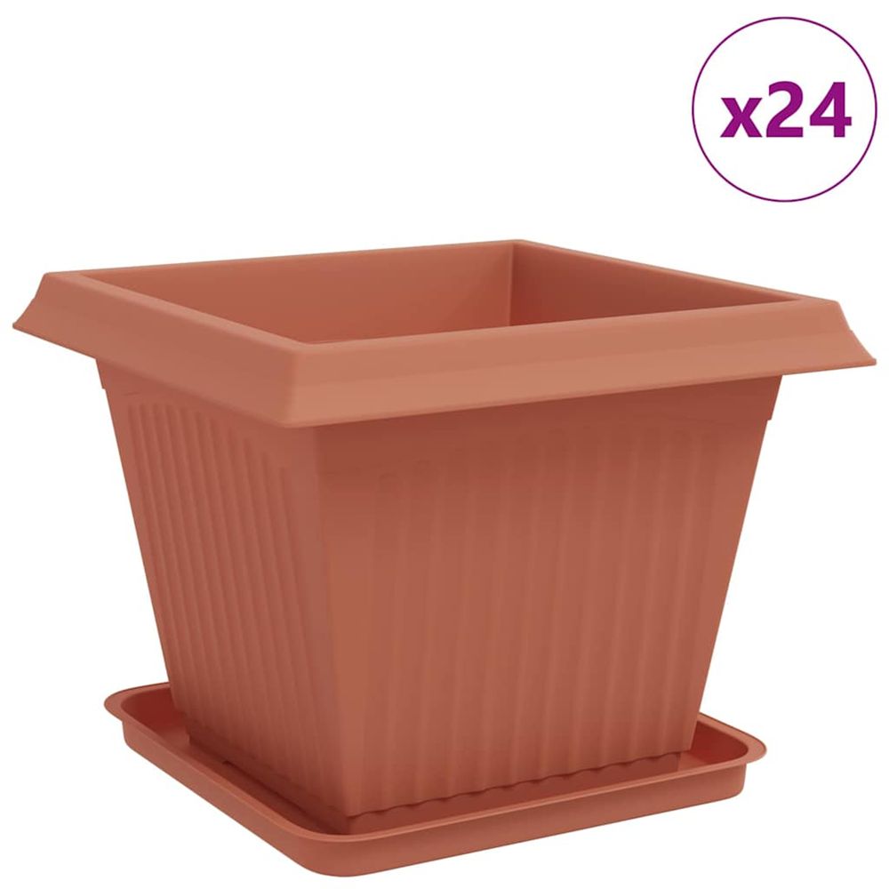 Pots de plantes 24 pc rouge brique plastique