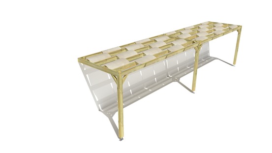 Pergola bois • 10m x 2m • adossée • sens largeur • voilage semi-transparent inclus • livraison comprise