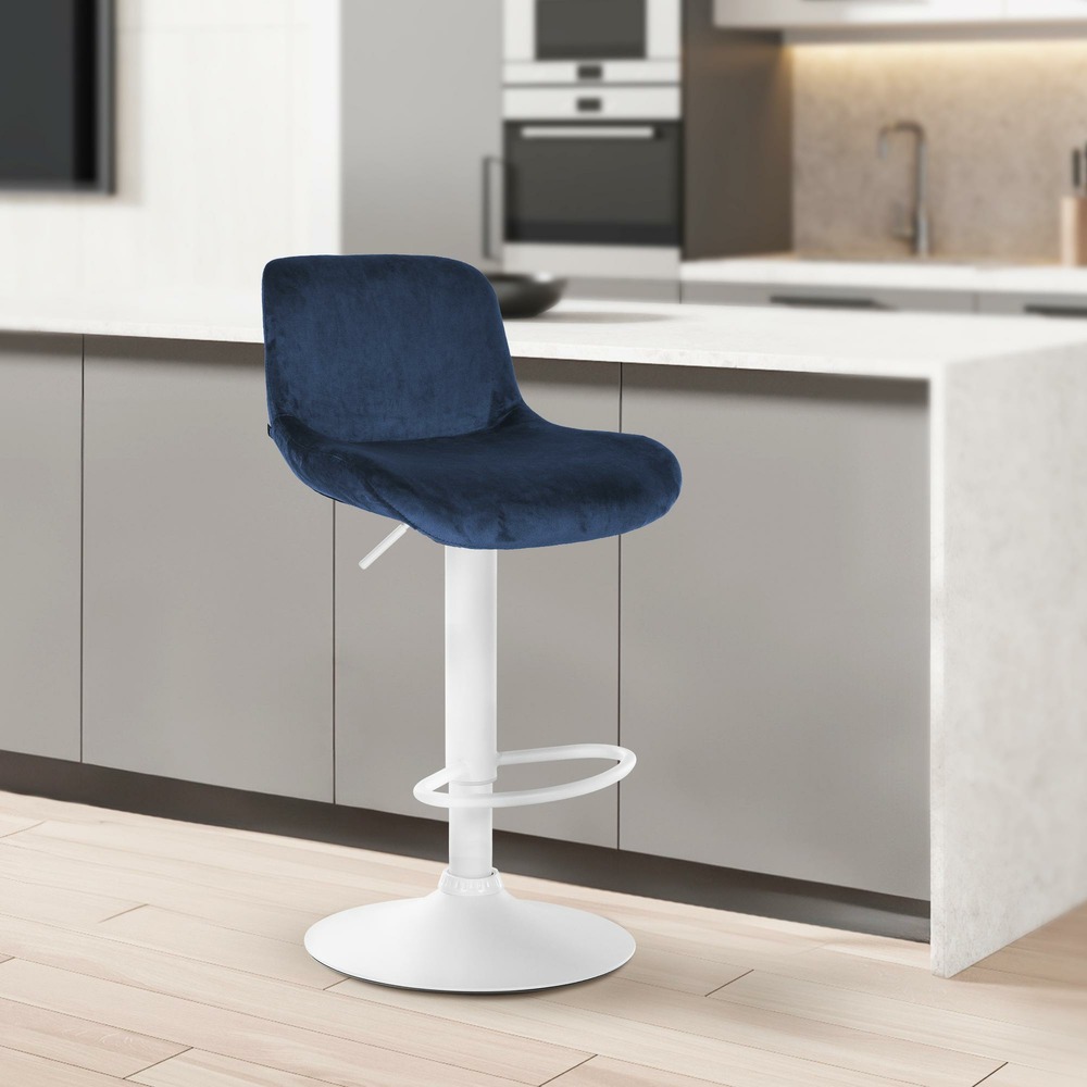 Tabouret de bar solon velours blanc