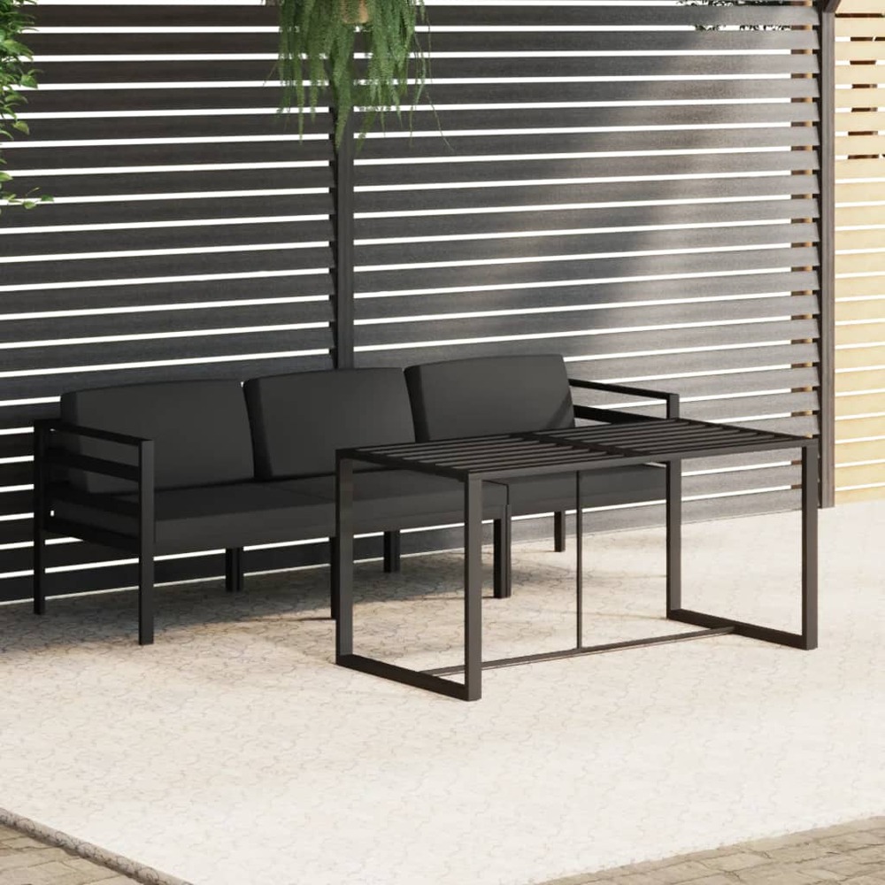 Salon de jardin 4 pcs avec coussins aluminium anthracite