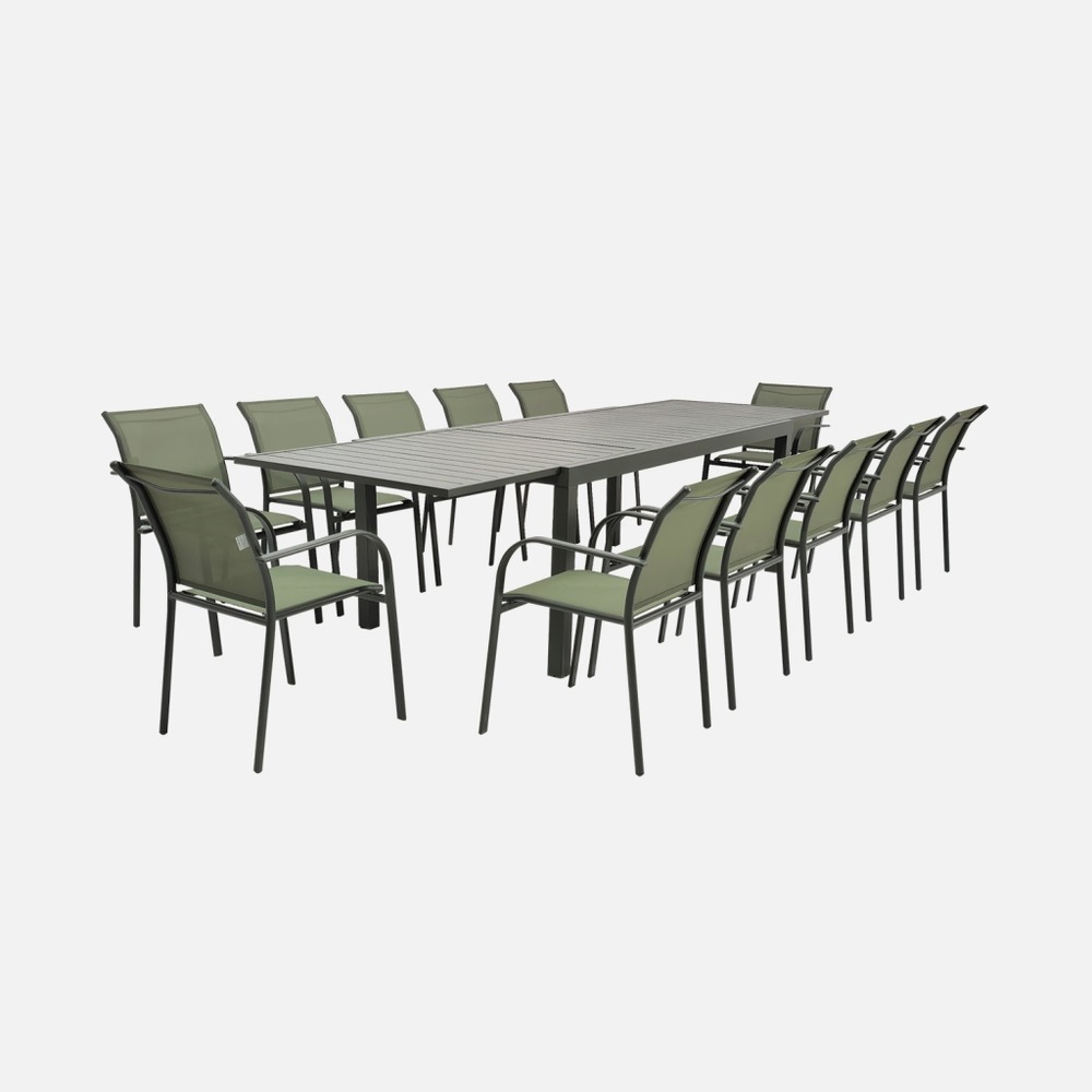 Table de jardin extensible aluminium + 10 assises - elora/amara