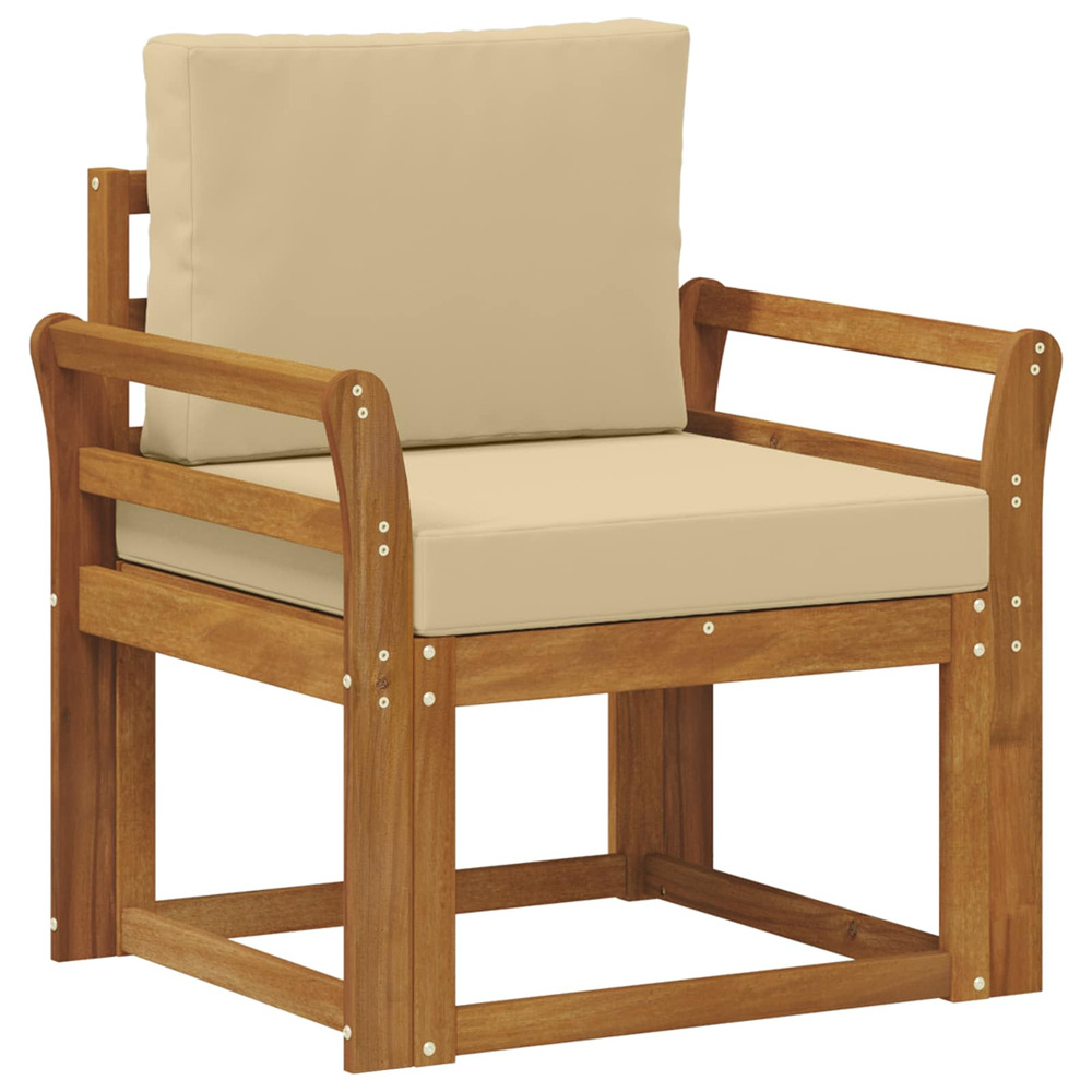 Canapé d’extérieur bois d'acacia massif et polyester naturel