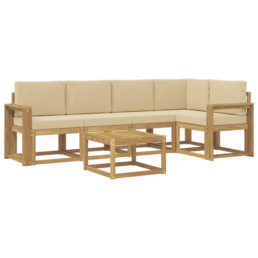 Ensemble de canapés d'extérieur 6 pcs blanc et beige