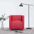 Fauteuil cube Rouge Similicuir