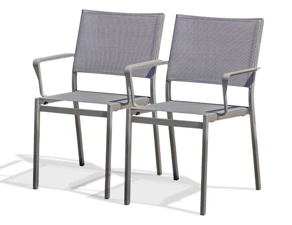 Lot de 2 fauteuil de jardin stockholm en aluminium et textilène