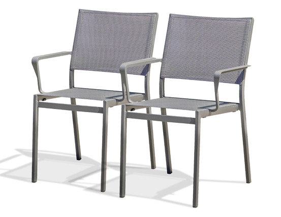 Lot de 2 fauteuil de jardin stockholm en aluminium et textilène