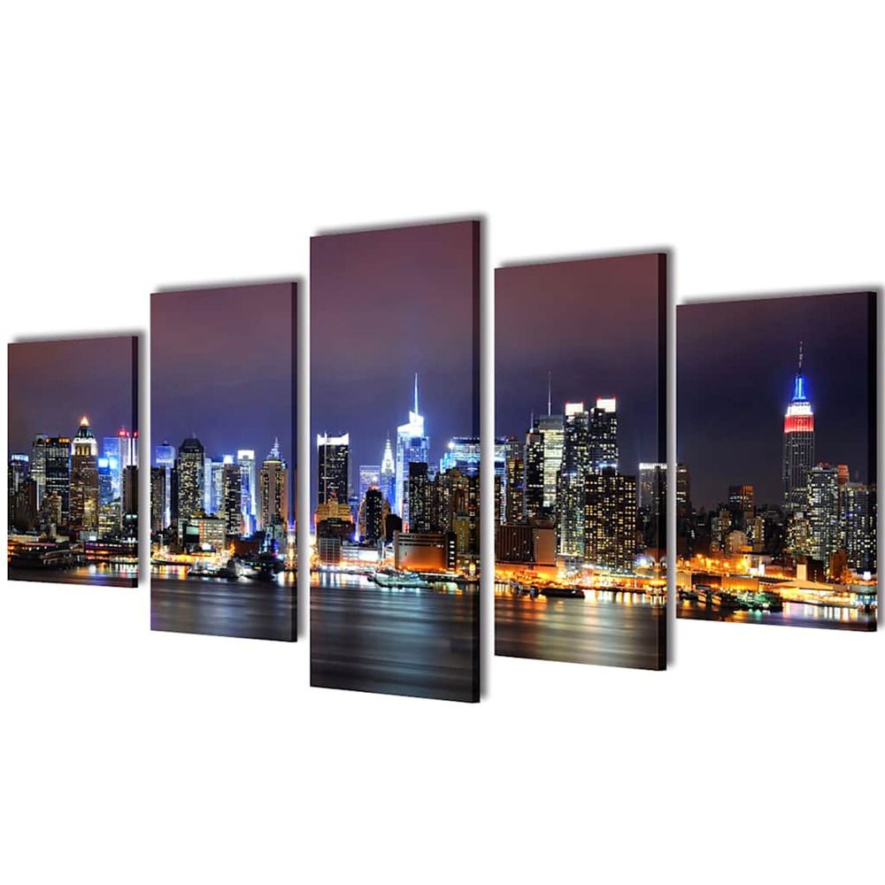 Set de toiles murales imprimées horizon de new york coloré 200 x 100cm