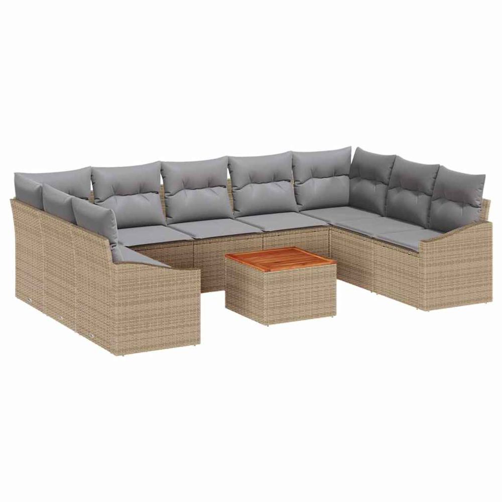 Ensemble de canapé de jardin 10 pc beige et gris clair