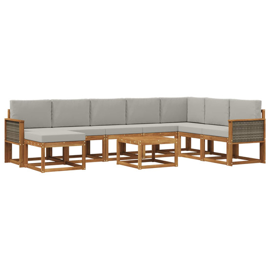 Ensemble de canapés d'extérieur 9 pcs naturel et gris clair