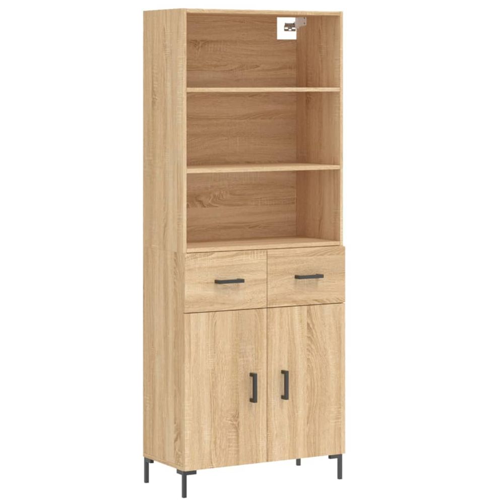 Buffet haut chêne sonoma 69,5x34x180 cm bois d'ingénierie