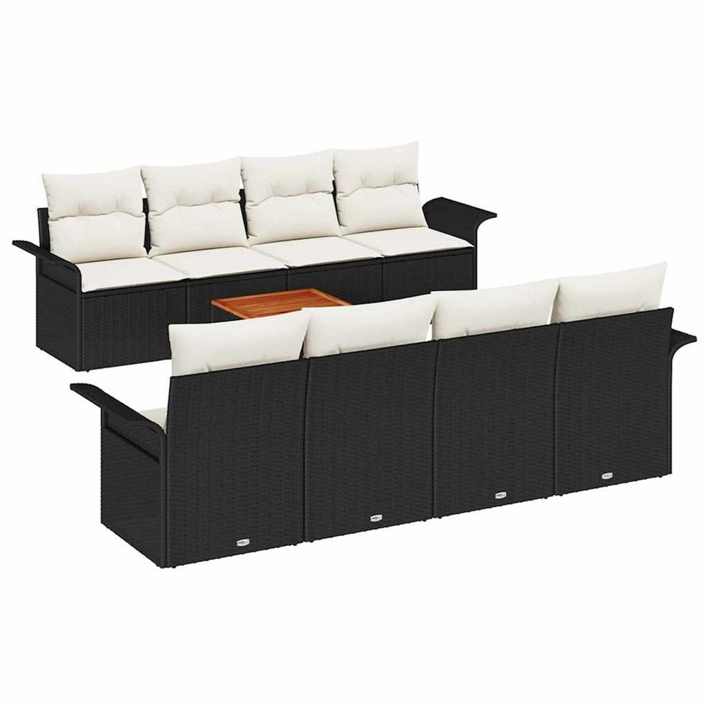 Ensemble de canapé de jardin 9 pc noir polyrotin