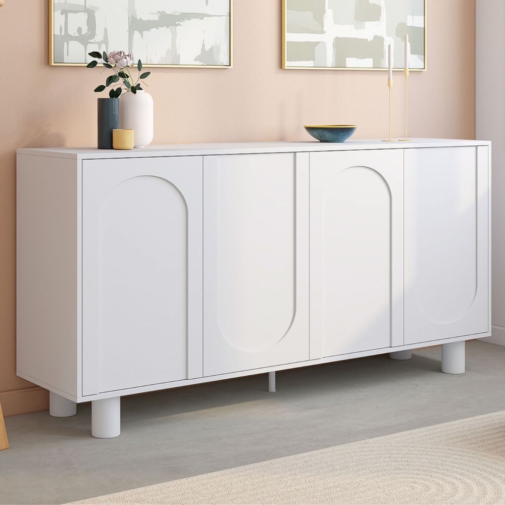 Buffet 160 cm archie 4 portes design arche blanc