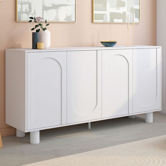 Buffet 160 cm archie 4 portes design arche blanc