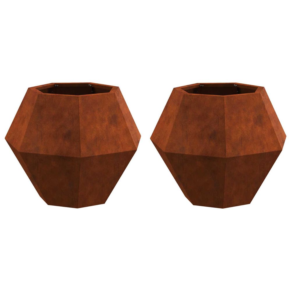 Jardinière 2 pc rouillé 50 x 50 x 40 cm acier patiné