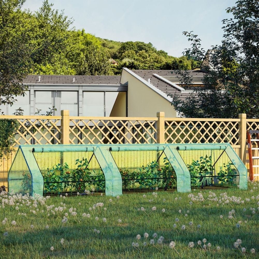 Mini serre tunnel acier et pe 400 x 100 x 80 cm verte pour potager 3 accès enroulables - comfortxl outdoor living