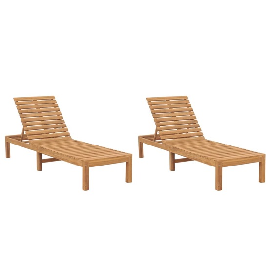 Chaises longues lot de 2 bois de teck solide