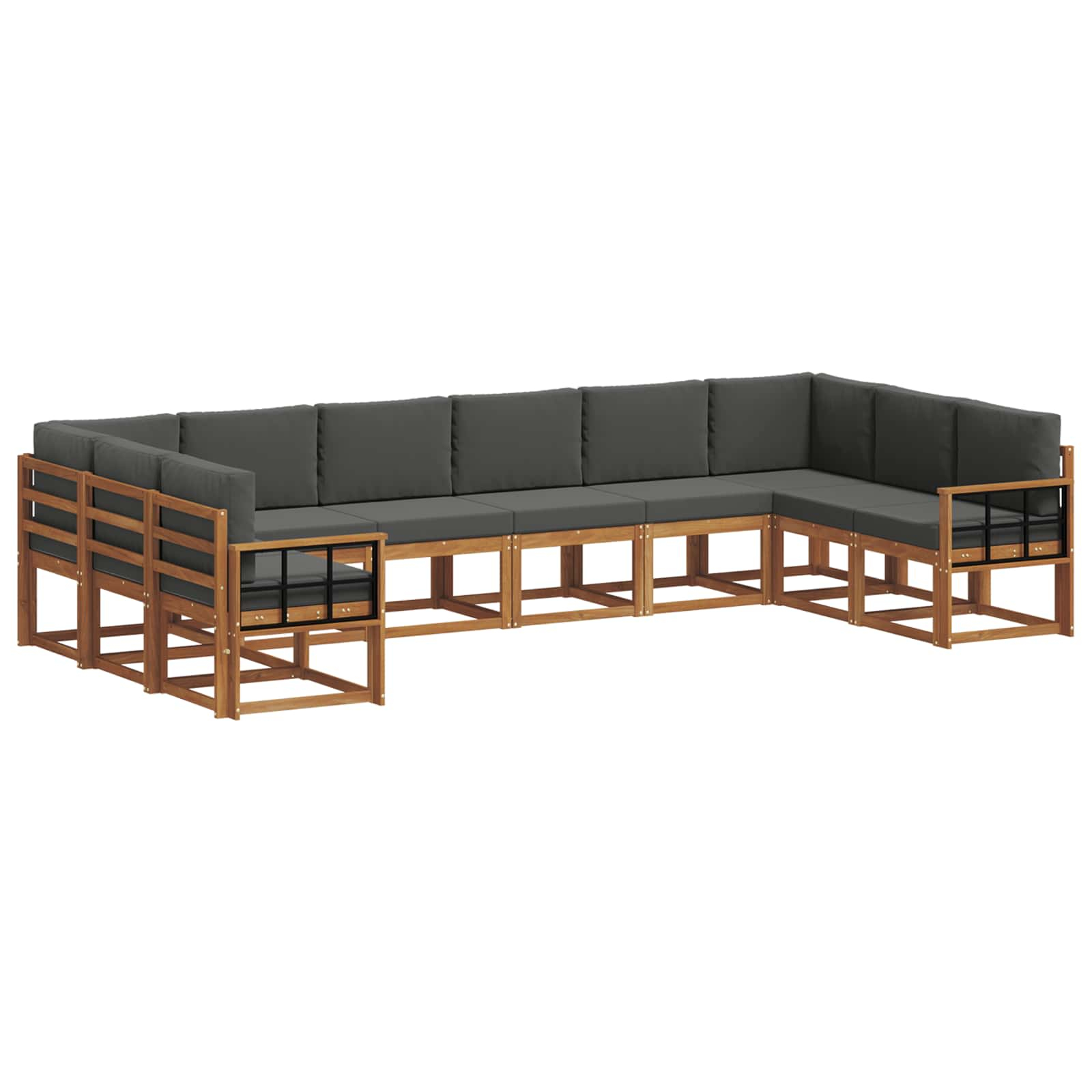 Ensemble de canapés d'extérieur 10 pcs naturel et anthracite