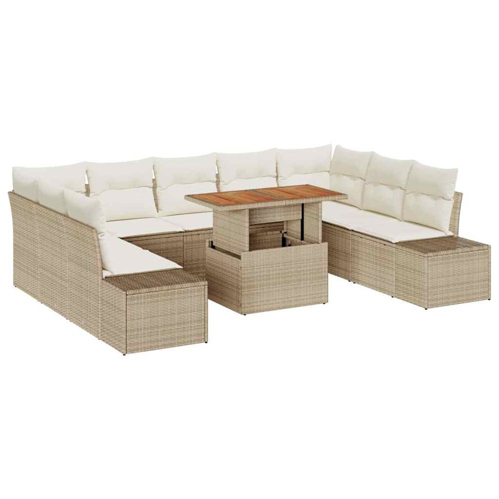 Ensemble de canapé de jardin 10 pc beige poly rotin