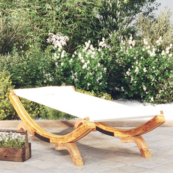 Lit de repos extérieur 100x188,5x44 cm bois courbé massif crème