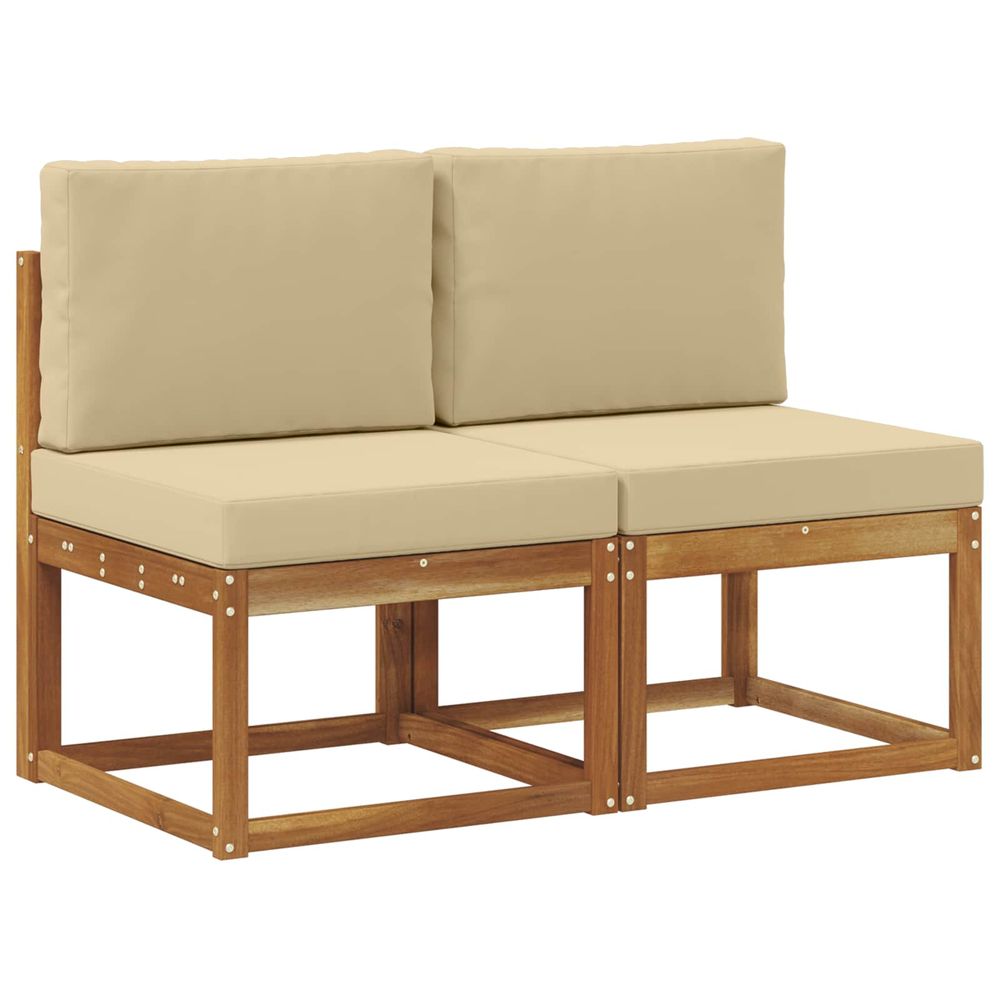2 pièce sofa de milieu extérieur bois d'acacia massif naturel