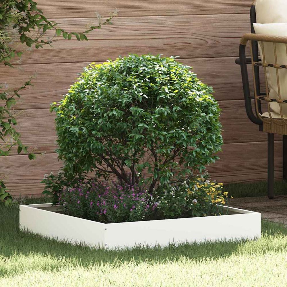 Lot 6 bordures pelouse carrées acier jardin terrasse délimitation moderne 60x13cm blanc