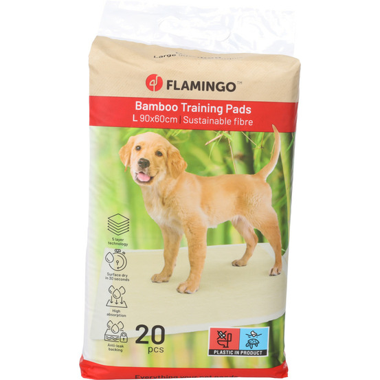20 tapis d'apprentissage 90 x 60 cm bambou padu beige pour chiens