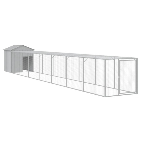 Poulailler enclos cage poules avec cour clair 117 x 813 x 123 cm acier galvanisé gris