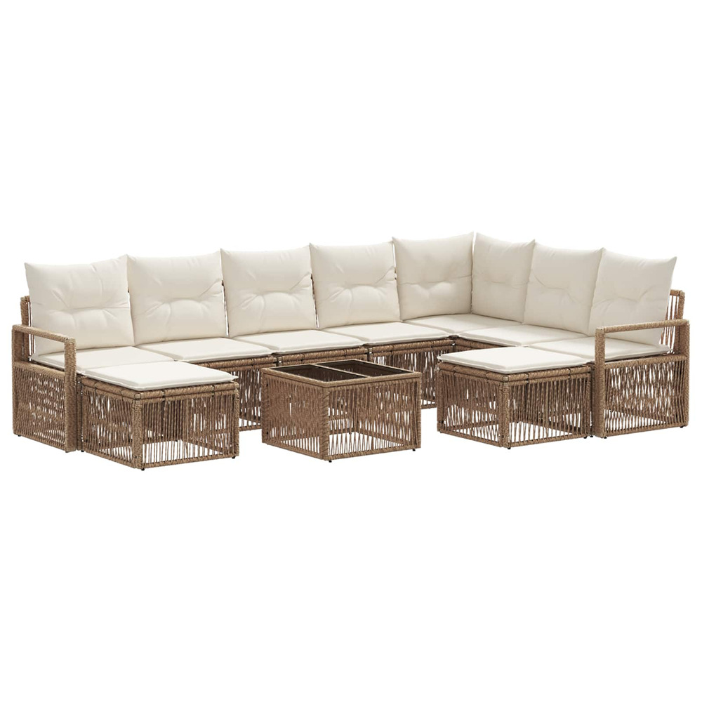 Ensemble de canapé de jardin 10 pcs beige polyrotin